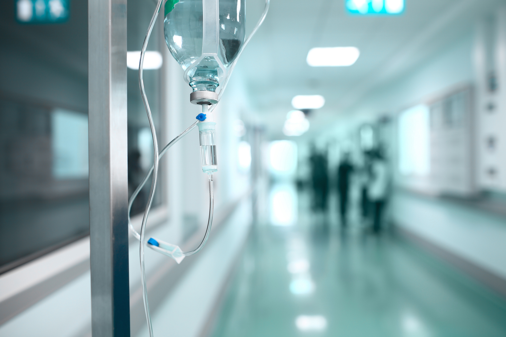 hospital workers in hallway