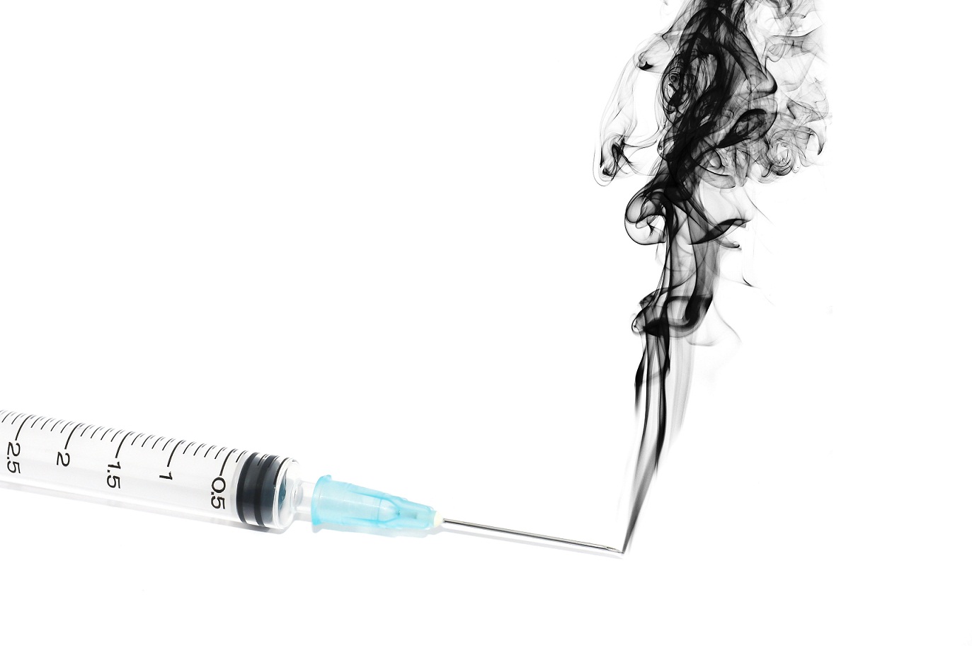syringe with black smoke