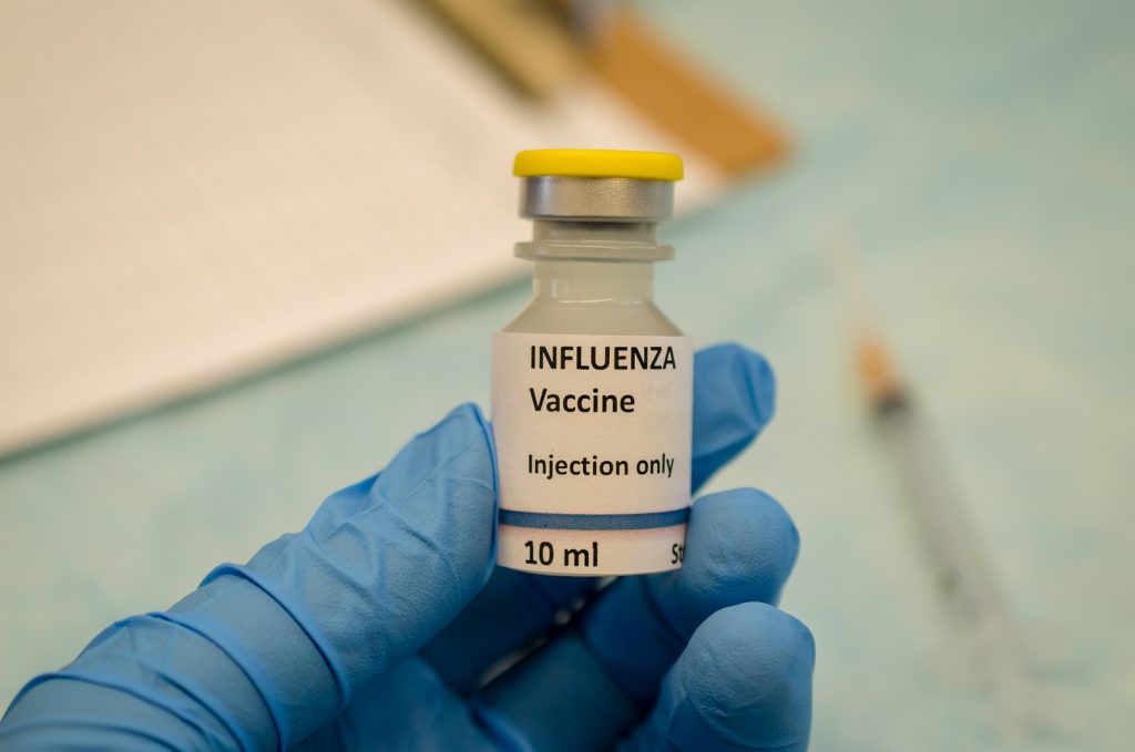 vial of influenza vaccine