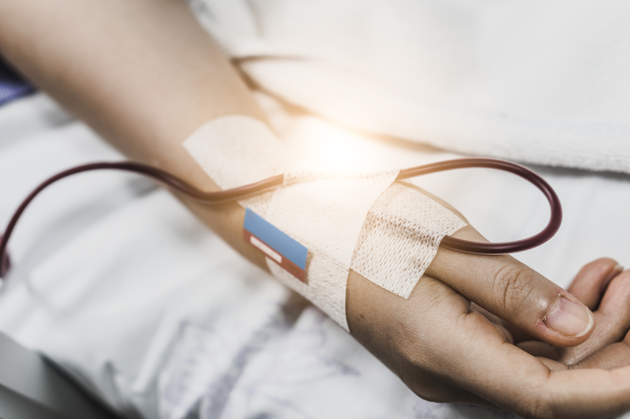 patient's arm with IV