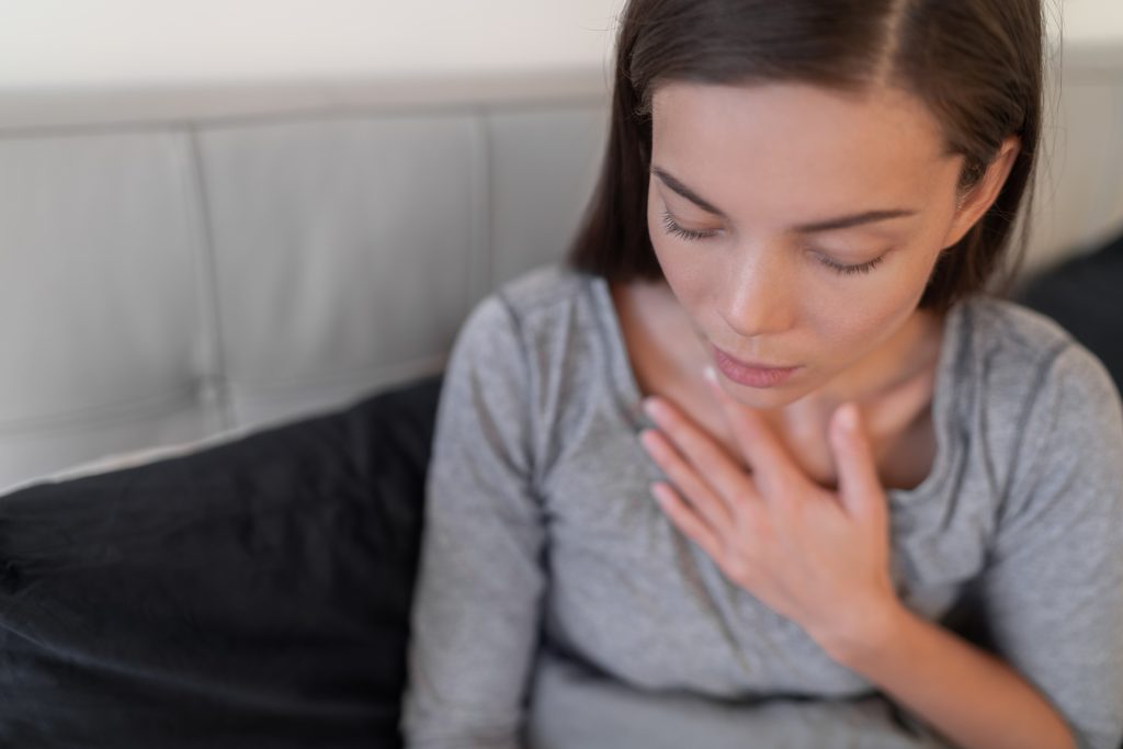 woman struggling to breathe