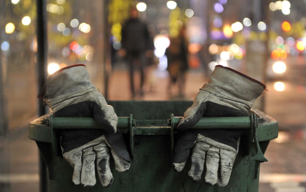 gloves of sanitation worker
