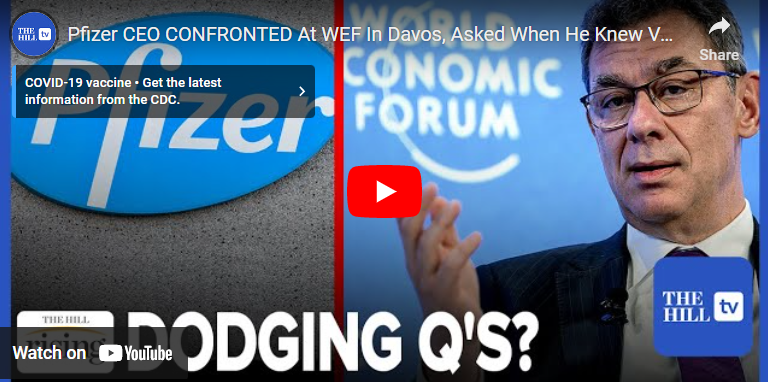 Pfizer CEO Asked in Davos When He Knew COVID-19 Vax Wouldn’t ‘Stop the Spread’
