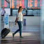 woman pulling her luggage
