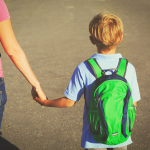 mom walking with son